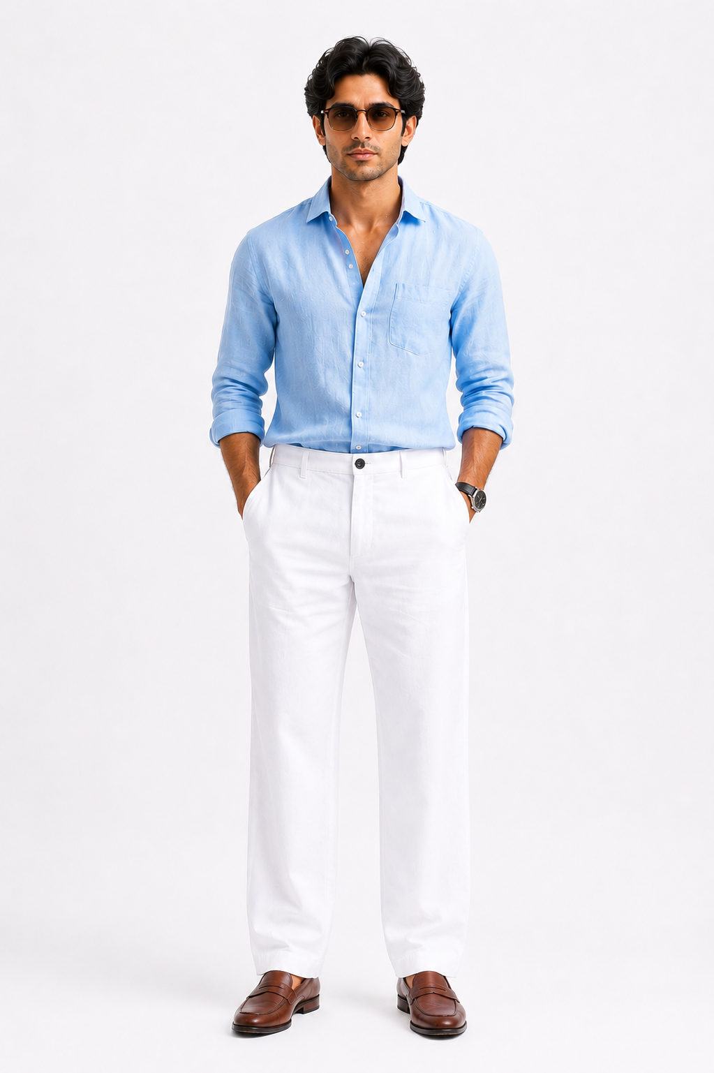 White Linen  Pant for Men