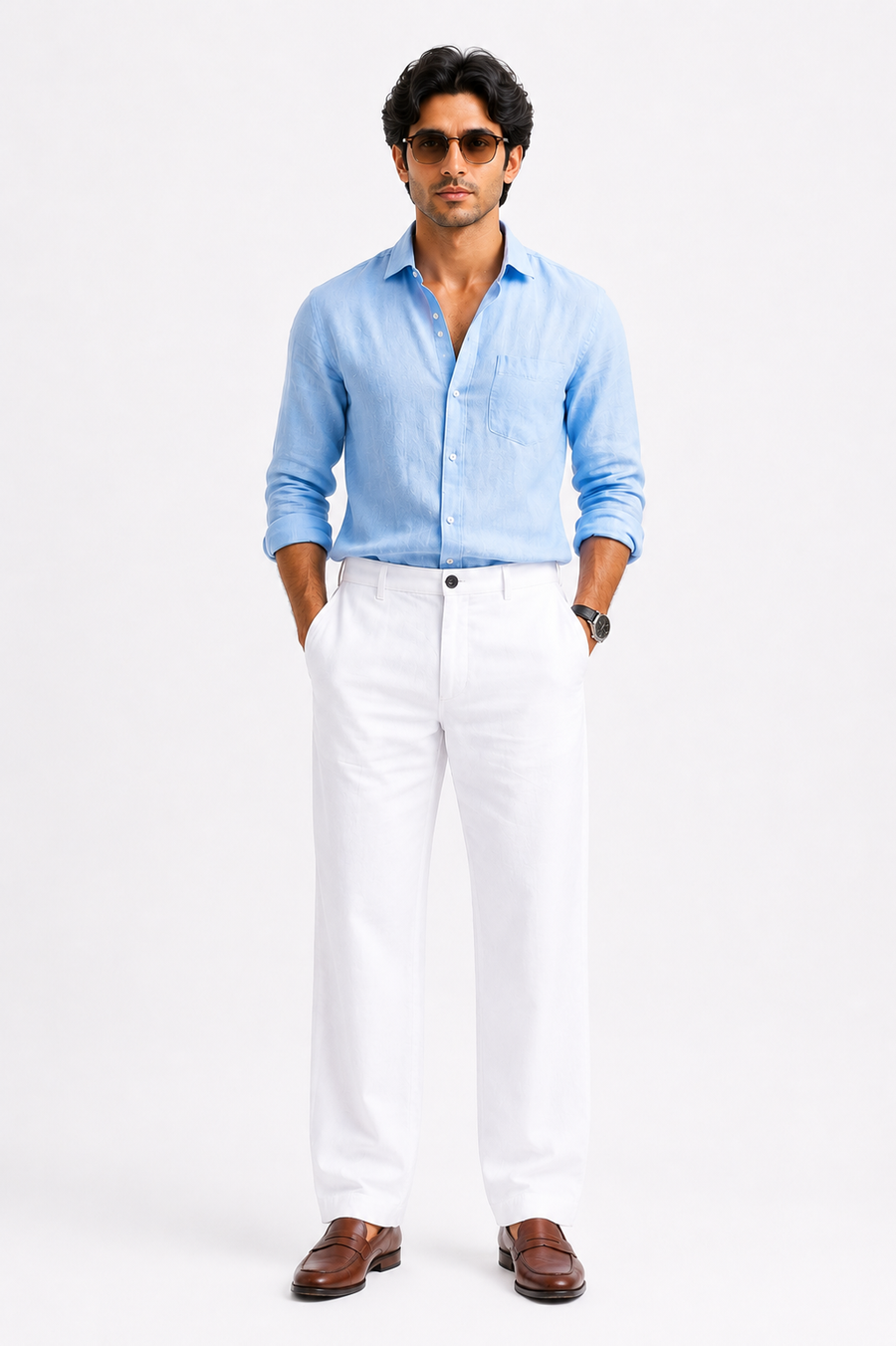 White Linen  Pant for Men