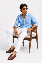 White Linen  Pant for Men