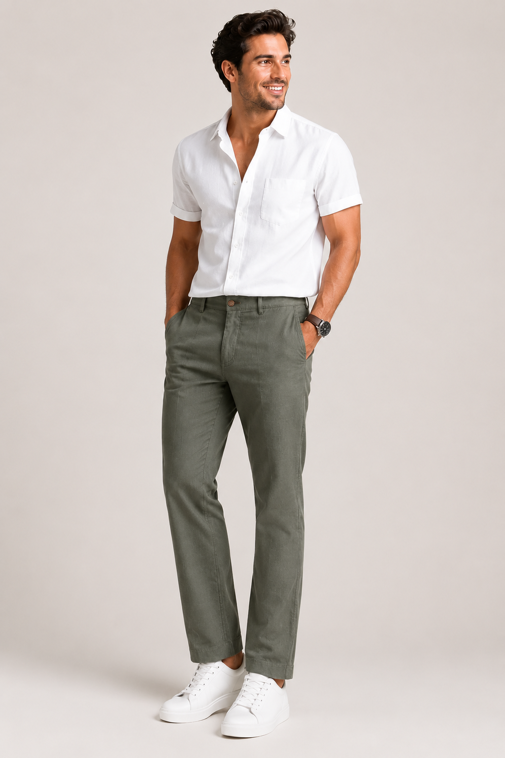 D. Grey Linen  Pant for Men