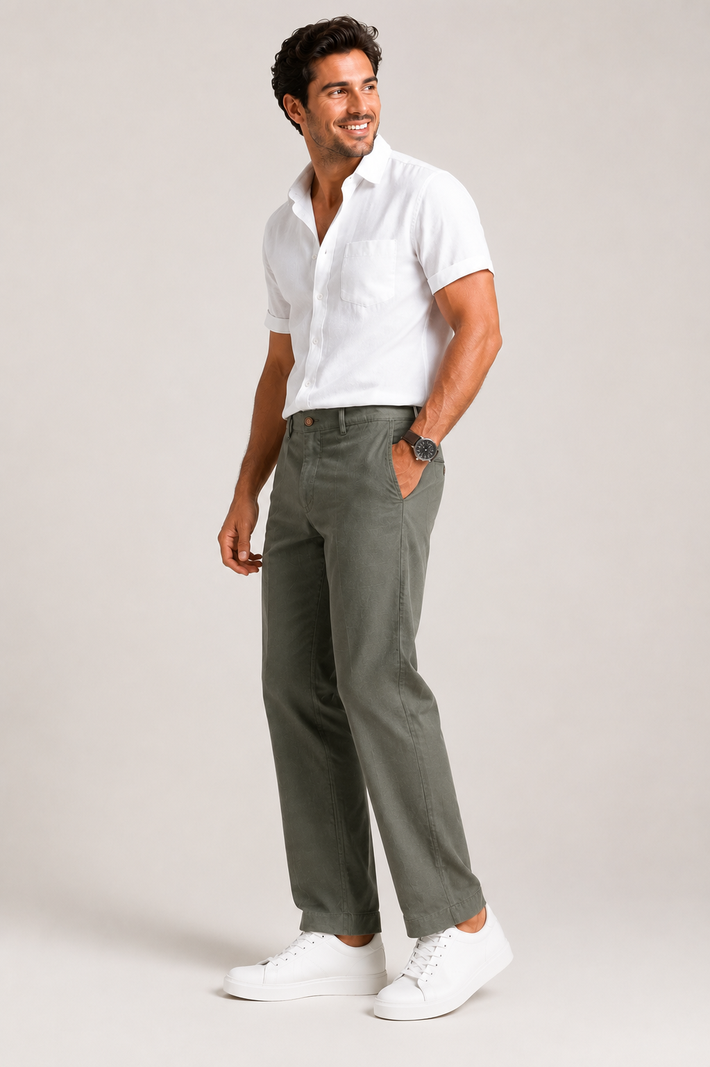 D. Grey Linen  Pant for Men