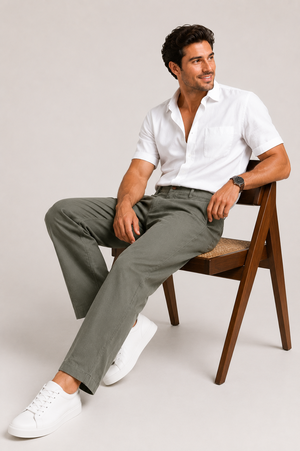 D. Grey Linen  Pant for Men