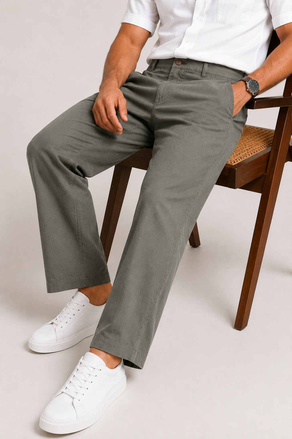 D. Grey Linen  Pant for Men