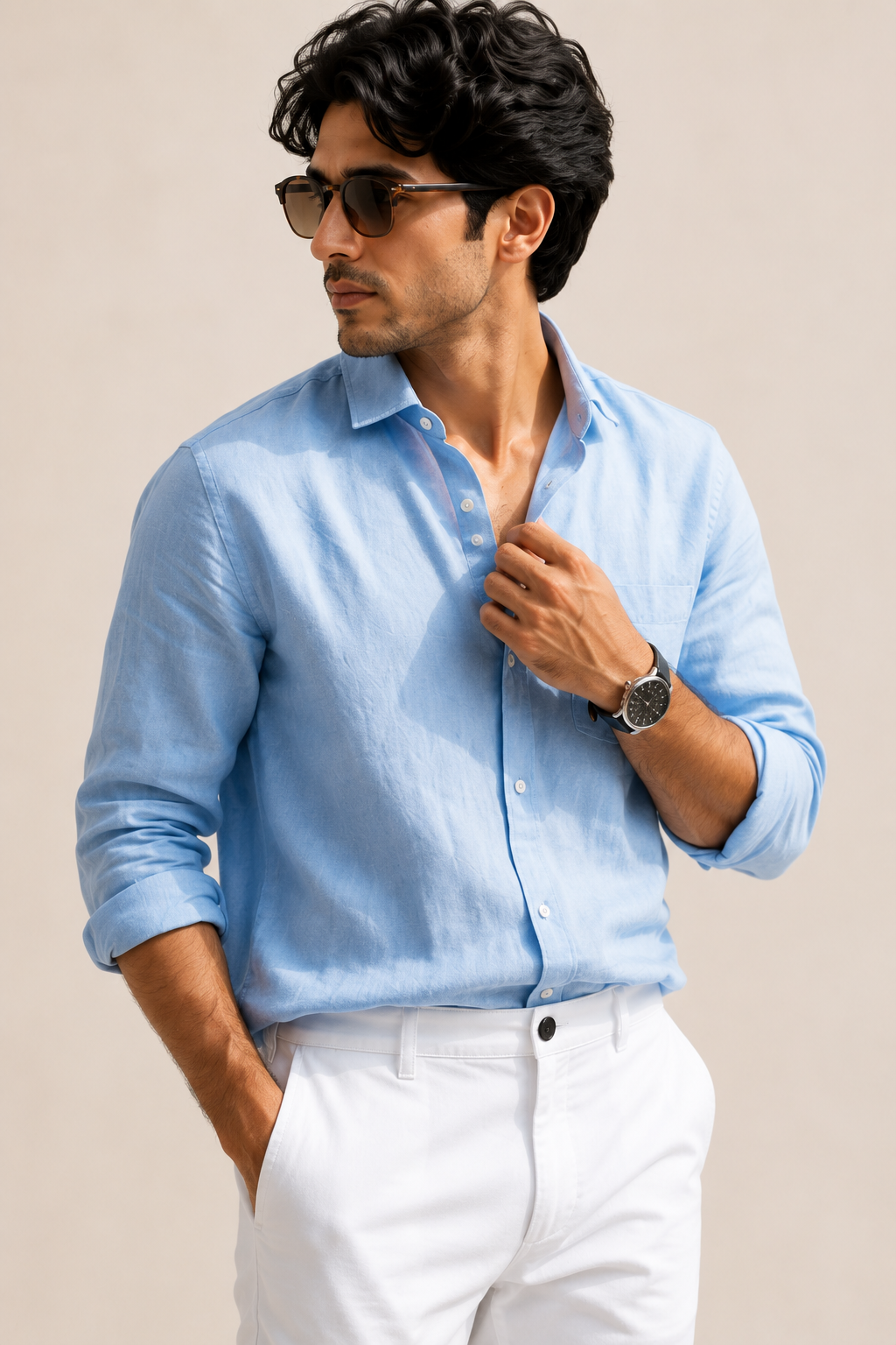 White Linen  Pant for Men