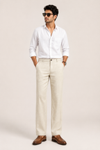 Cream  Linen  Pant for Men