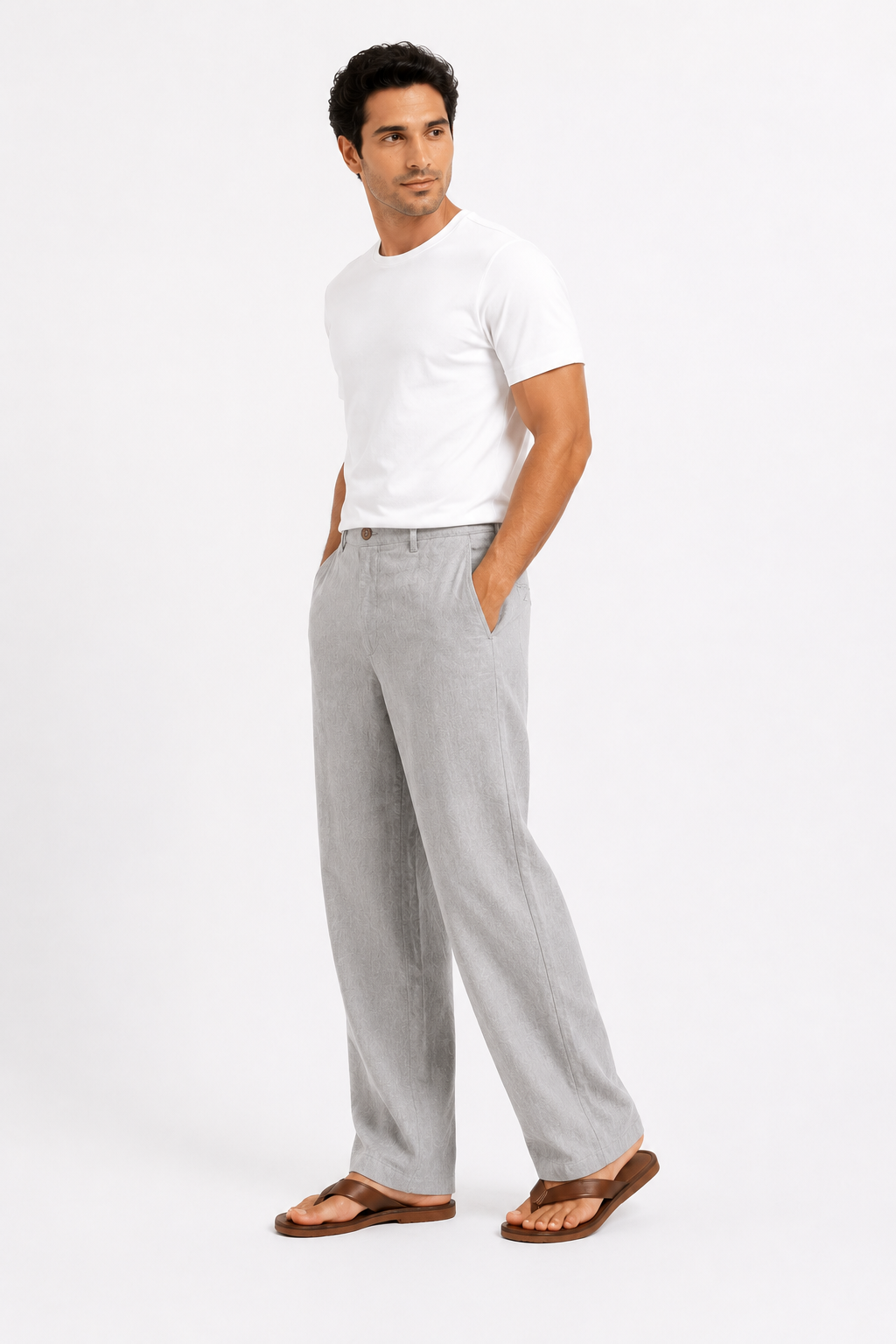 Ash Grey Linen Pant for Men