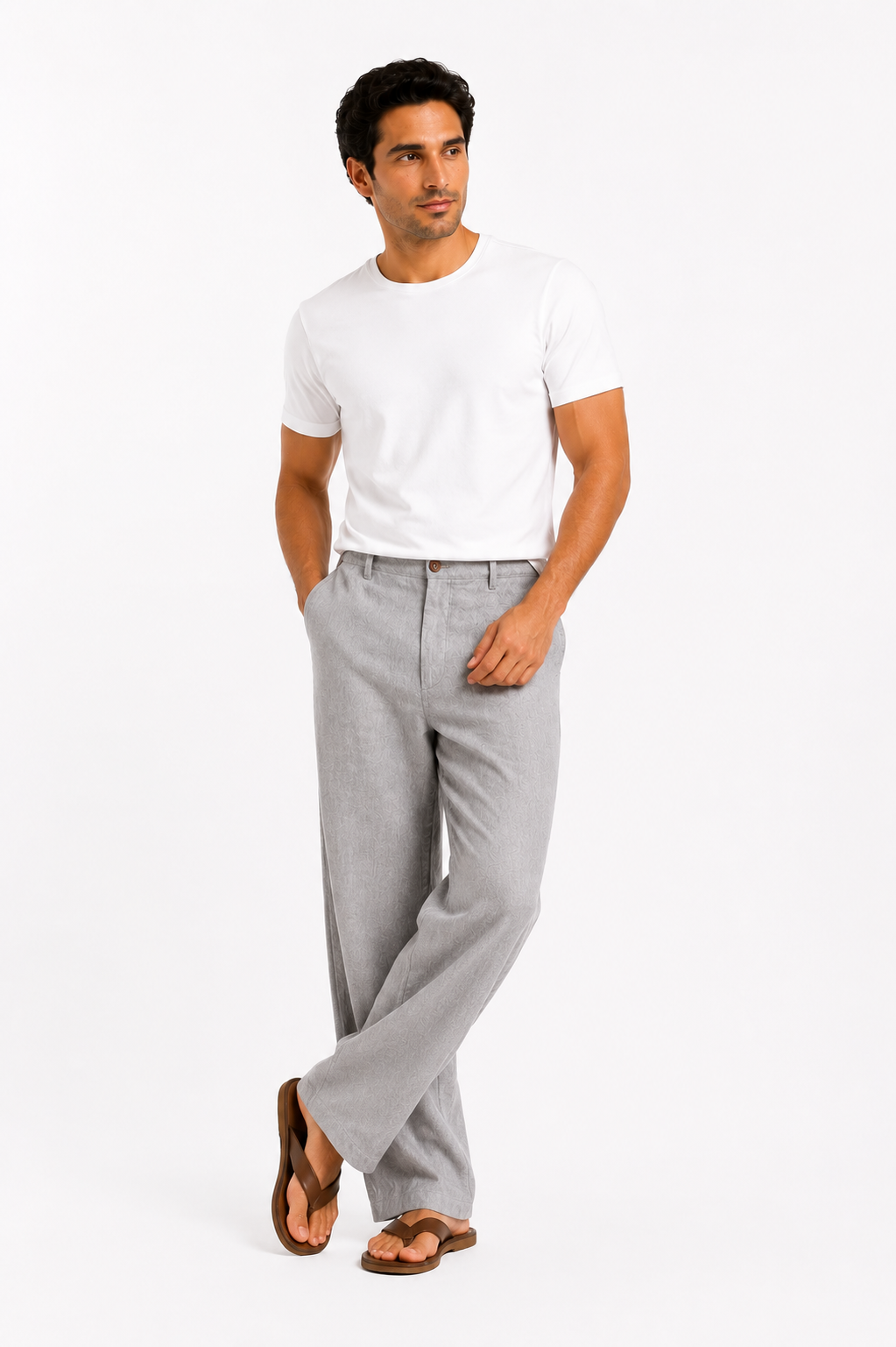 Ash Grey Linen Pant for Men