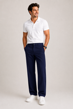 Navy Blue Linen Pants For Men