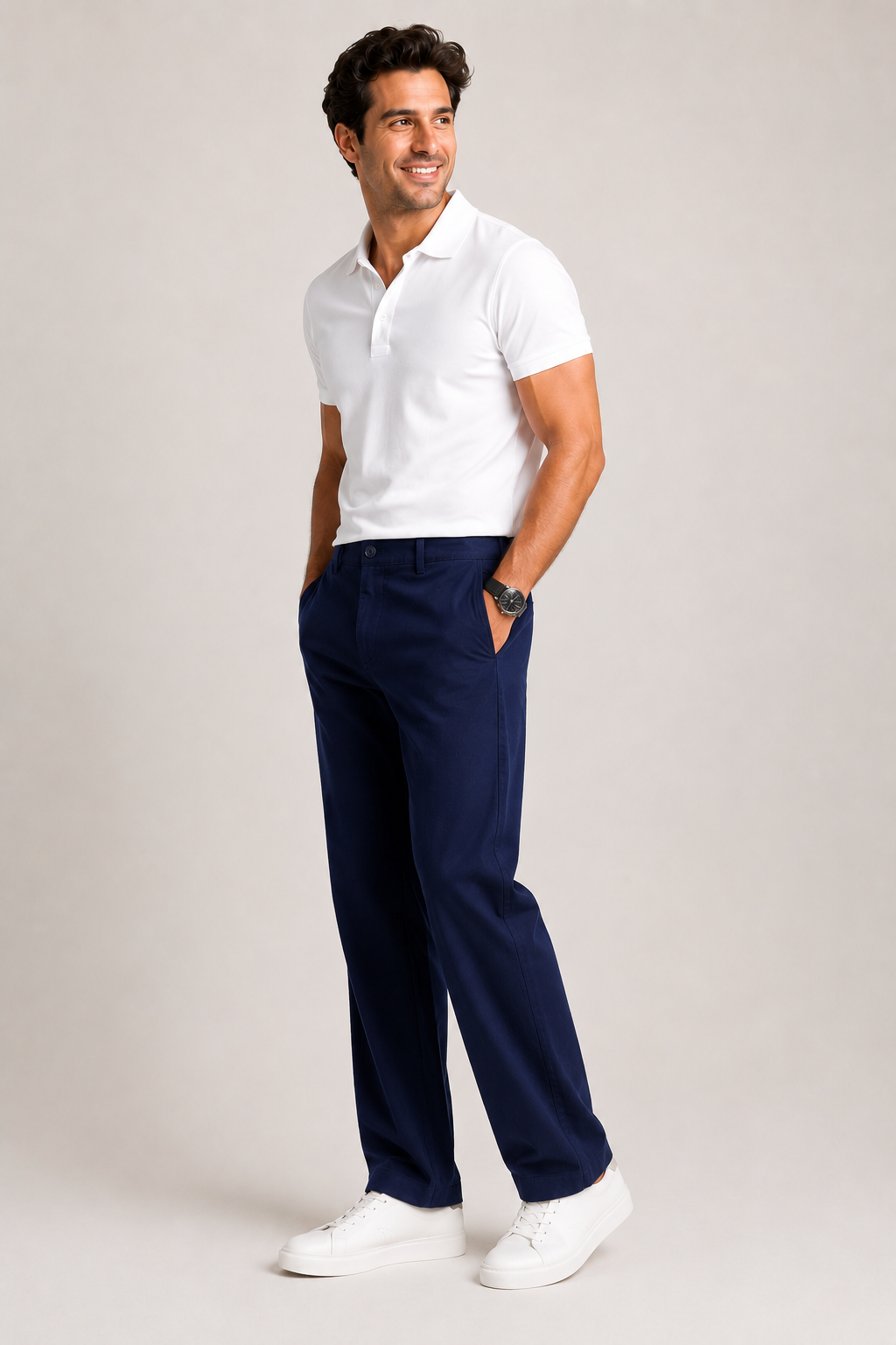 Navy Blue Linen Pants For Men