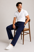 Navy Blue Linen Pants For Men