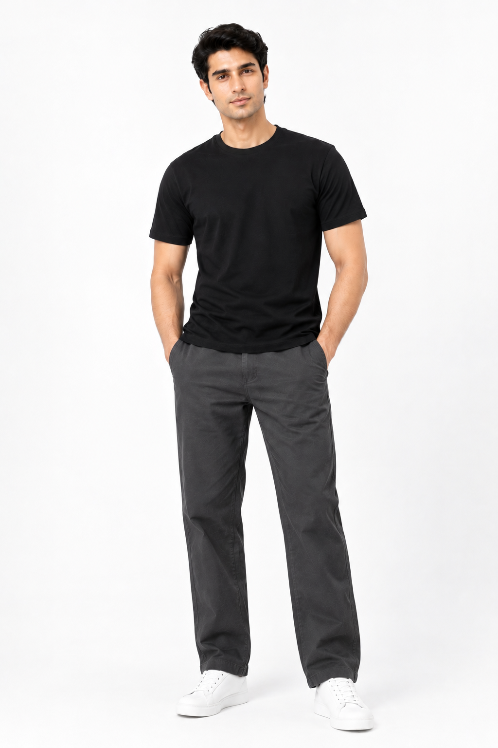 Dark Grey Suede Touch Chinos