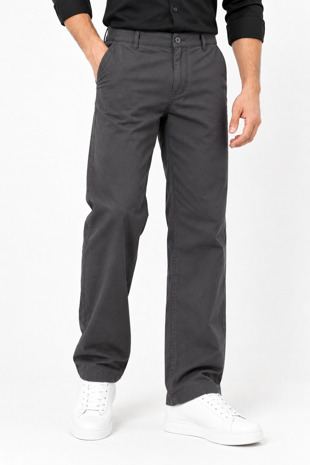 Dark Grey Suede Touch Chinos