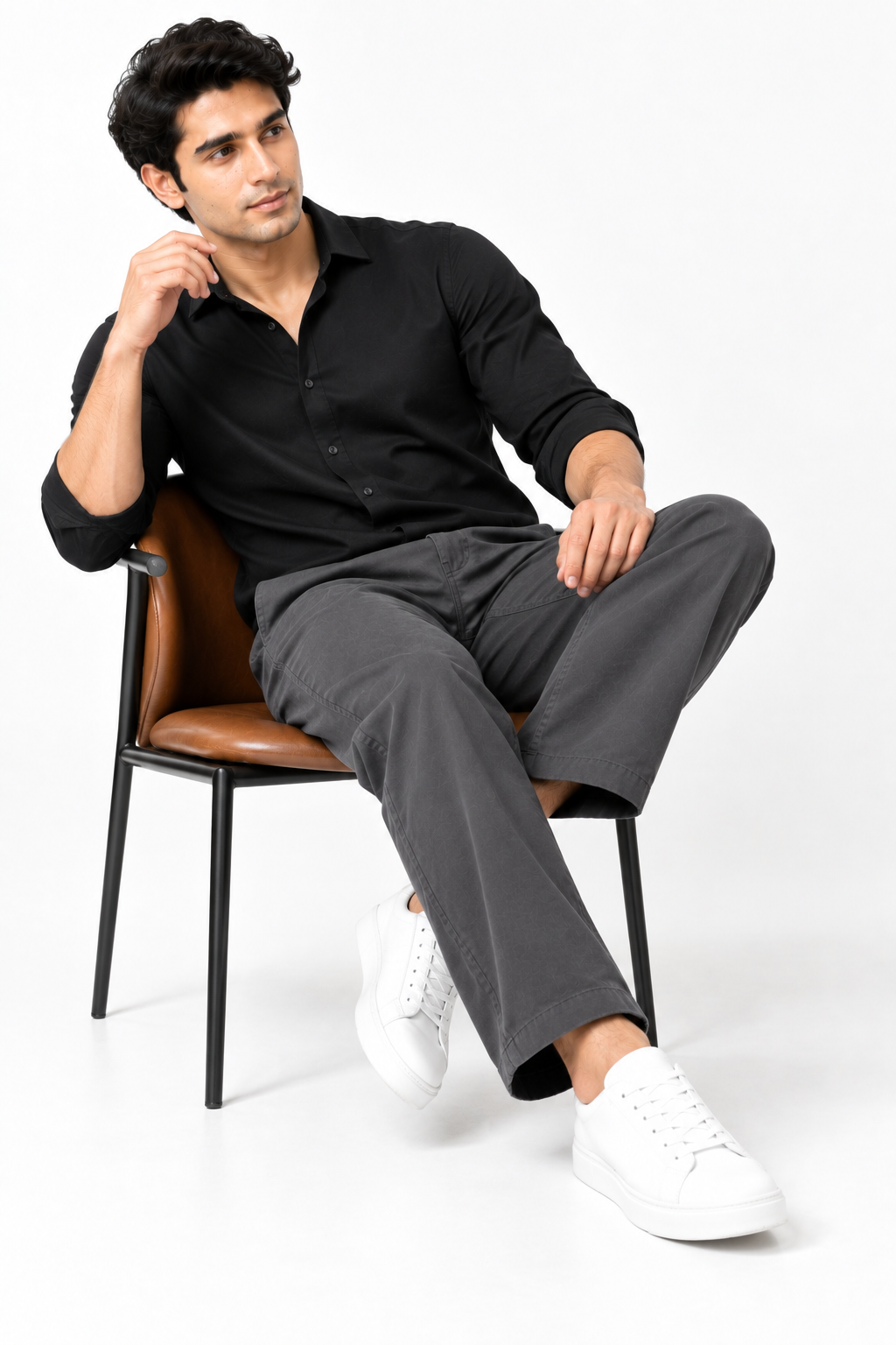 Dark Grey Suede Touch Chinos