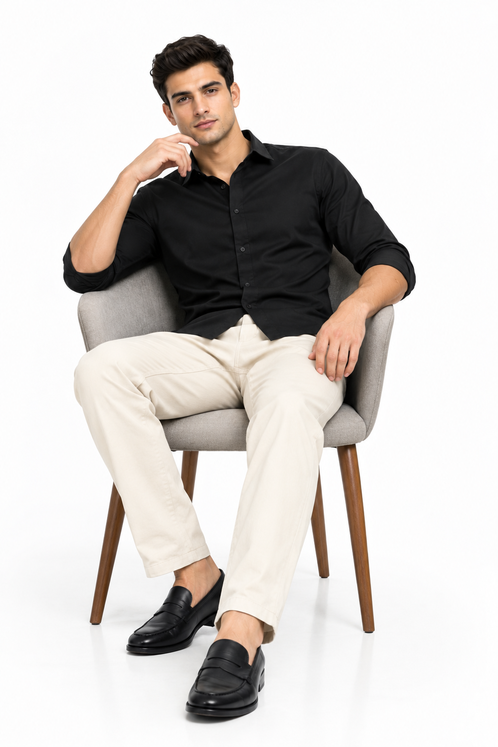 Cream Suede Touch Chinos