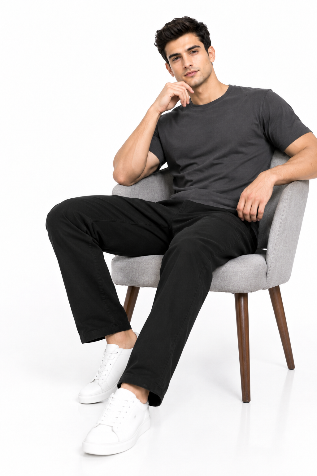 Black Suede Touch Chinos