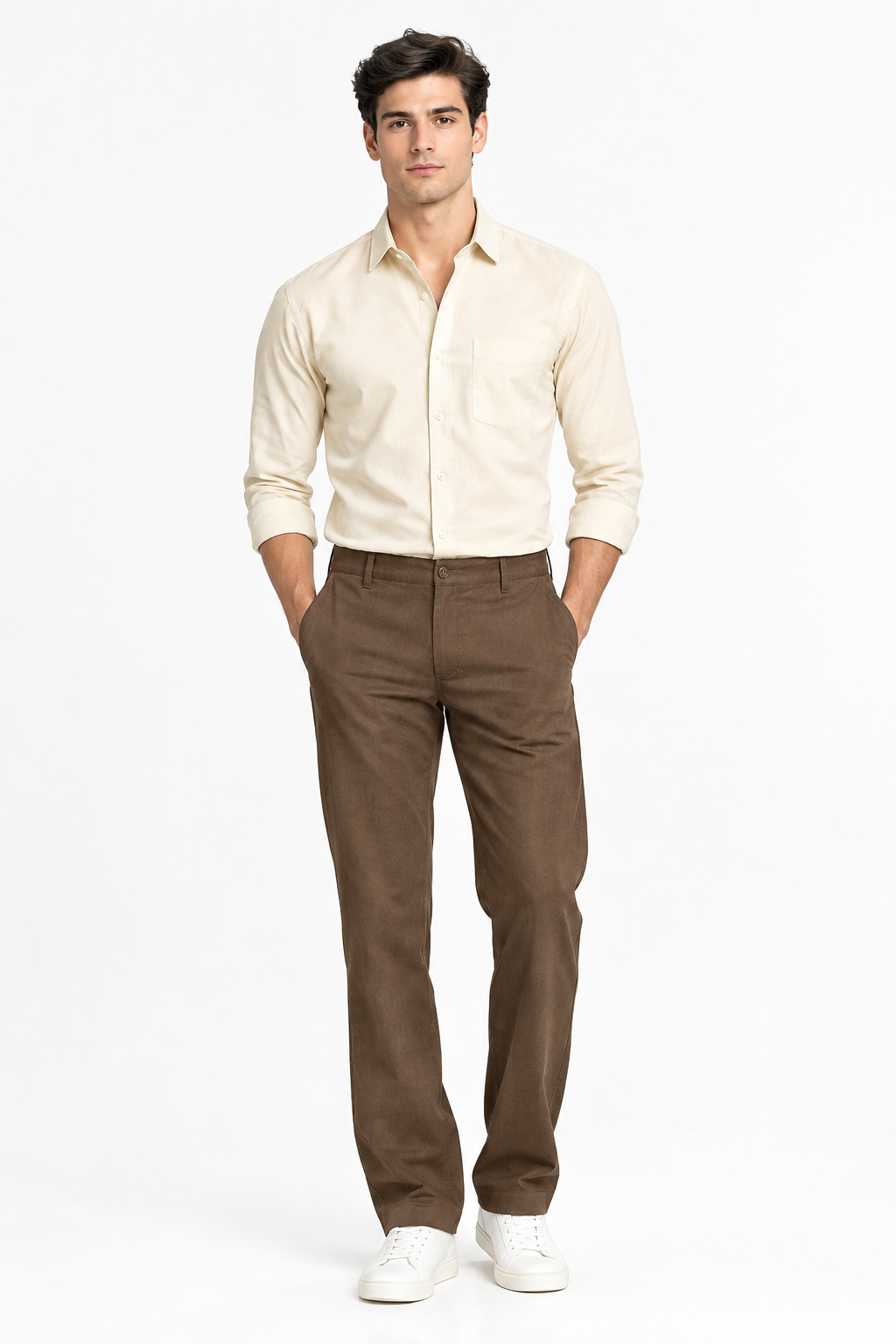 Coffee Suede Touch Chinos