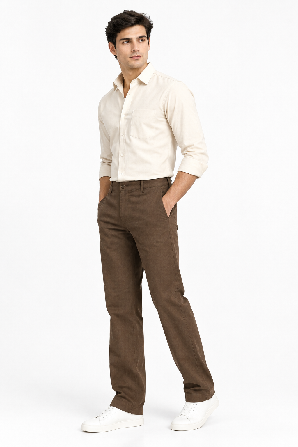Coffee Suede Touch Chinos