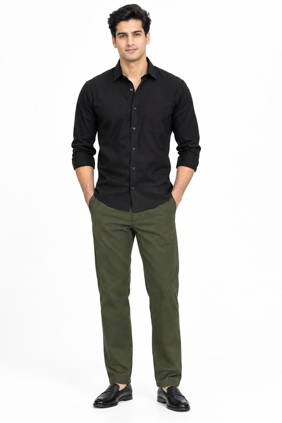 Olive  Suede Touch Chinos
