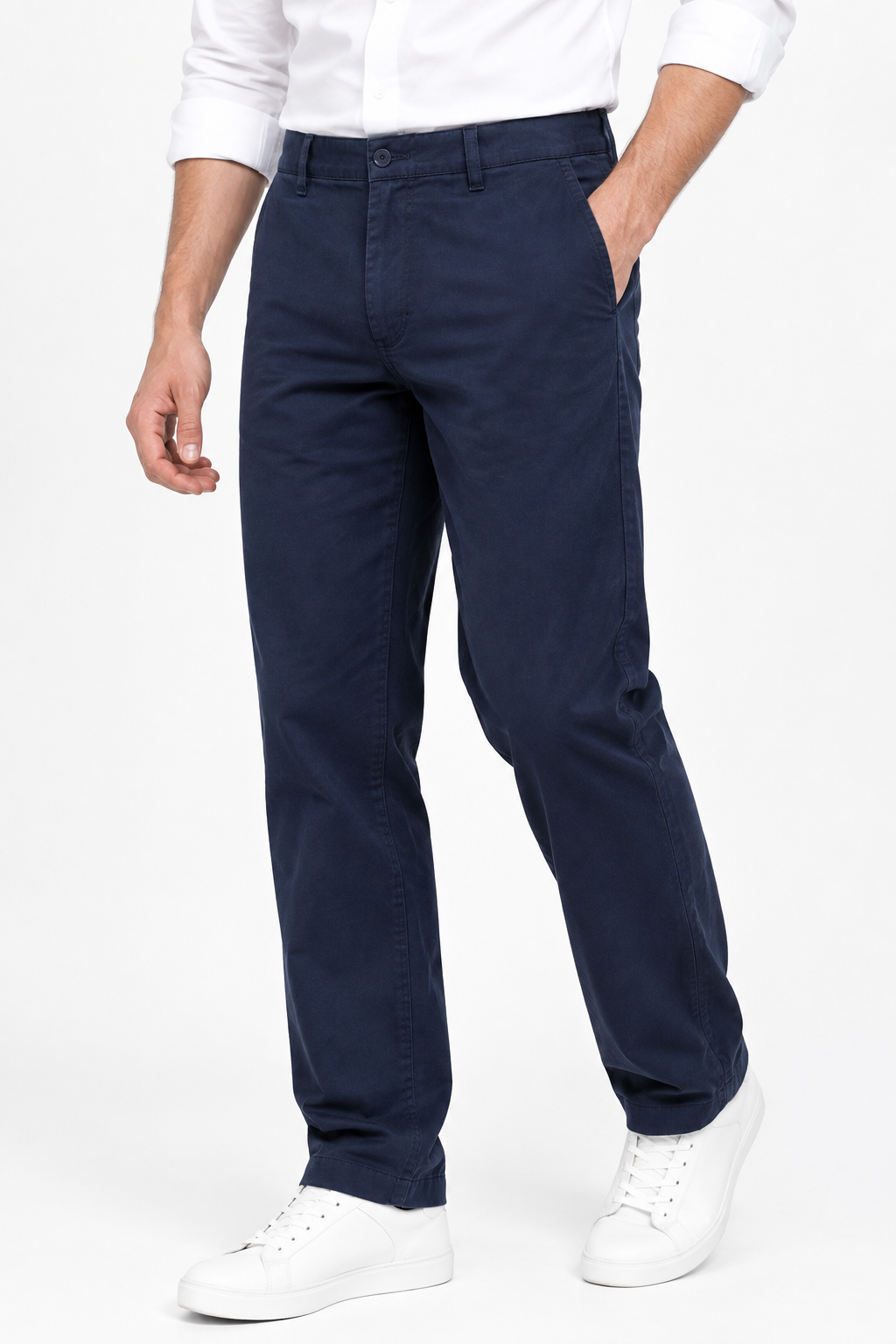 Navy Blue Suede Touch Chinos