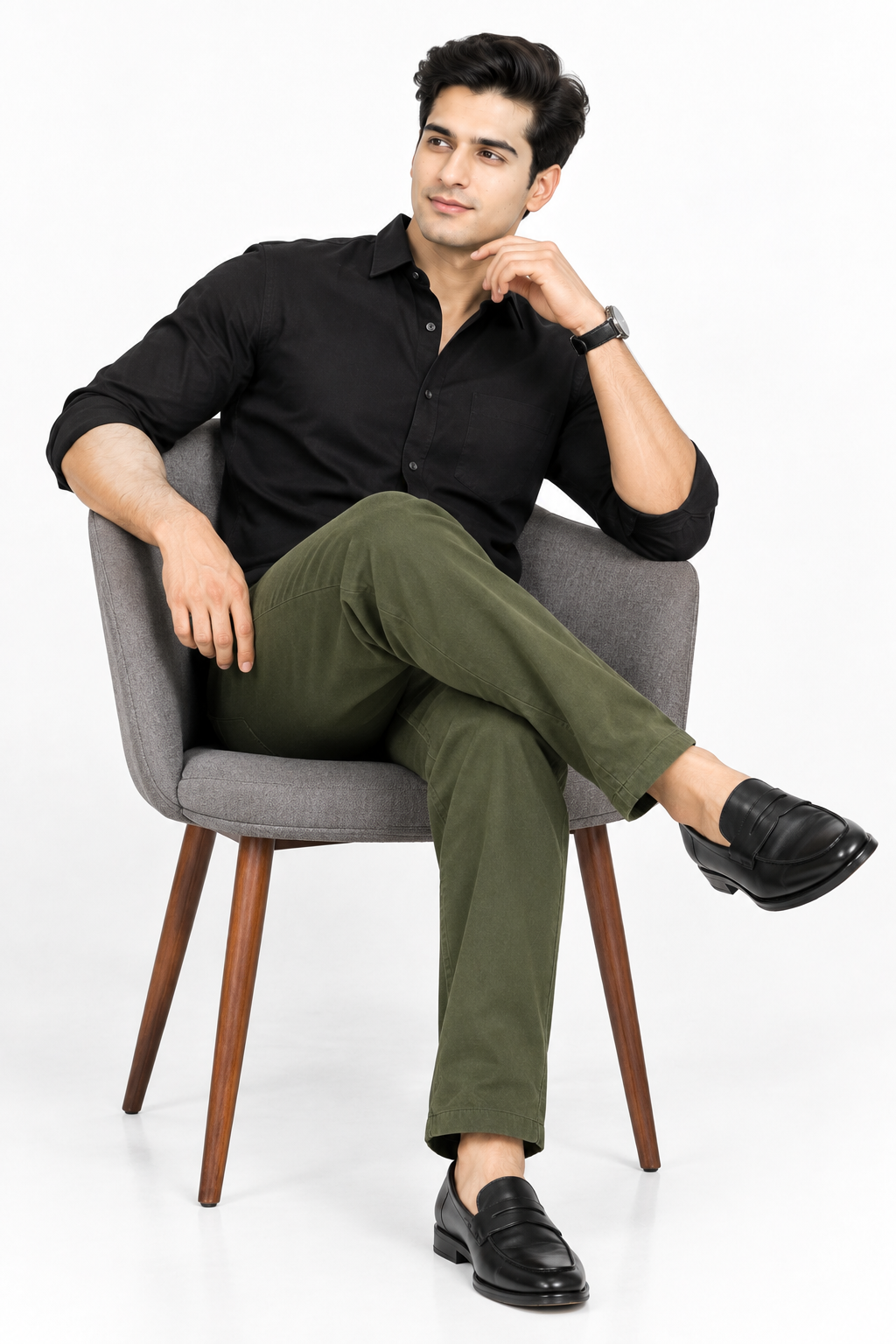 Olive  Suede Touch Chinos