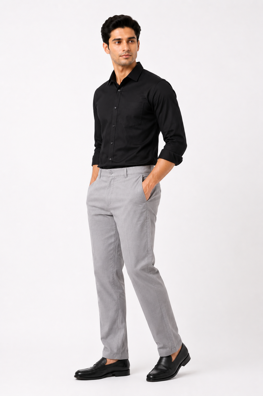 Ash Grey Suede Touch Chinos